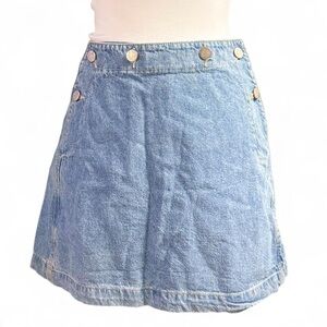 Paris Blues Denim A-Line Skirt with Button Accents